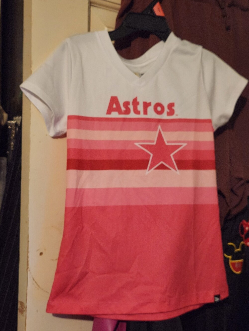 Houston Astros Girls' Pink Sequin & Stripe Tee bundle of 2 shirts size 7/8 - Picture 2 of 8